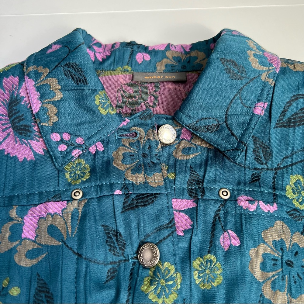 Multiple Color Flower Print Jacket, Size L. - image 4